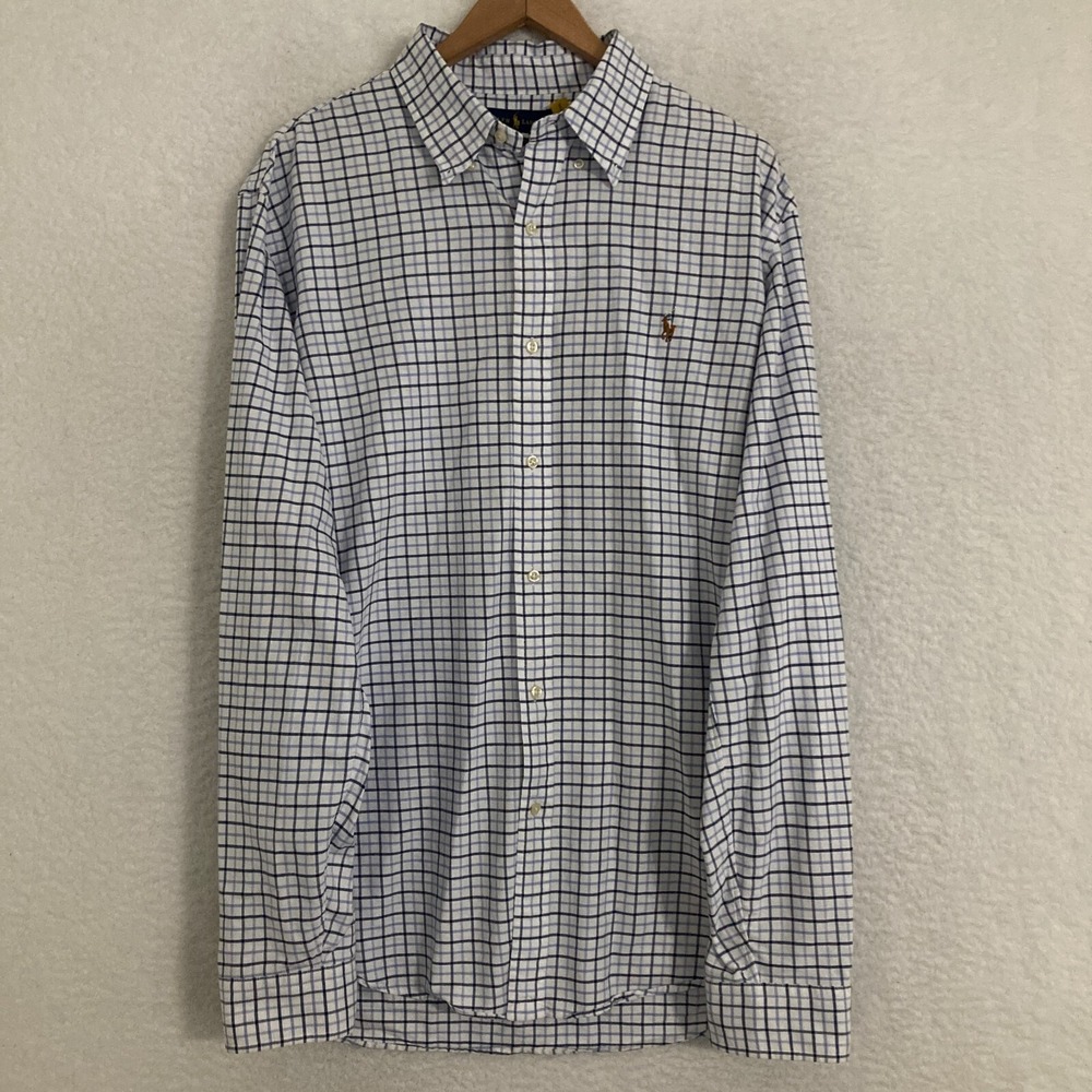 Ralph Lauren Classic Fit Shirt Mens XL Plaid Check Flesh Pony Logo Preppy Ivy‎